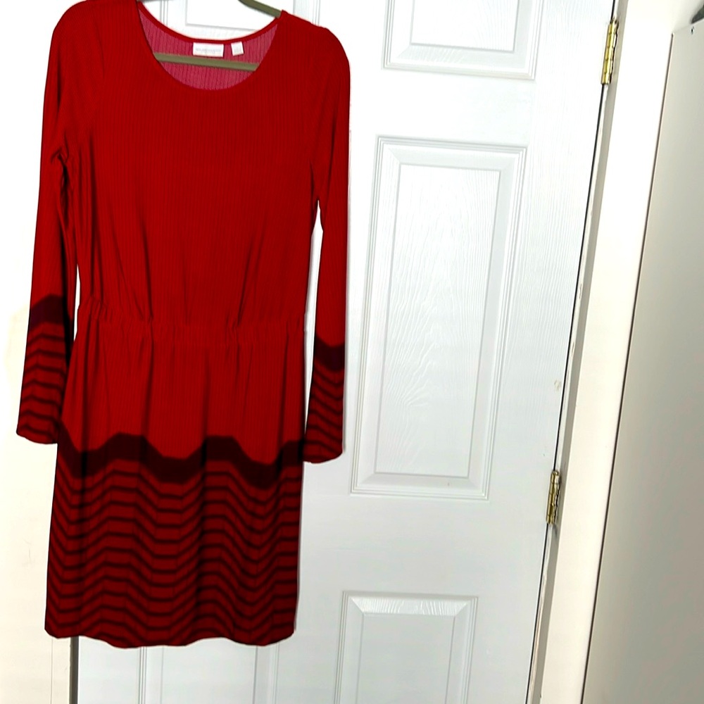 Women’s red and brown dress
